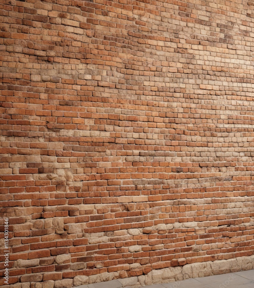 Brick wall with a textured surface and a warm beige color background, uneven, surface, wall Brick wall with a textured surface and a warm beige color background, uneven, surface, wall