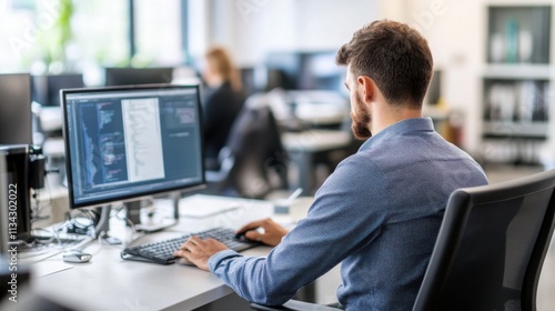 Person working at desk with poor posture, emphasizing the importance of ergonomic practices for maintaining health and productivity in the workplace.