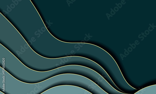 Paper cut topography 3d background. Multi layers origami relief map. vlue sea water, papercut web banner, smooth topo lines. Banner trendy design. Vector illustration