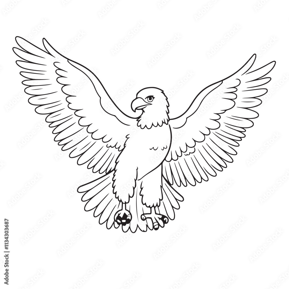 Fototapeta premium Eagle line art vector on white background