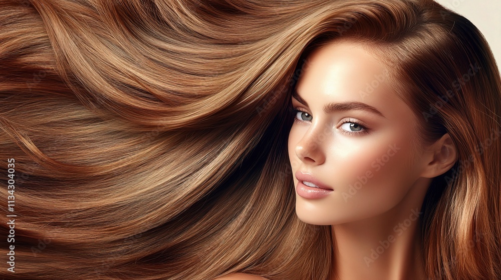 Obraz premium Beautiful Woman with Flowing Hair Displaying Skiing Skills Outdoors