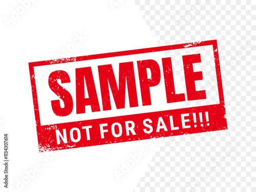 Sample not for sale stamp. Isolated in transparent background. Squares vector red grunge rubber stamp. vector illustration