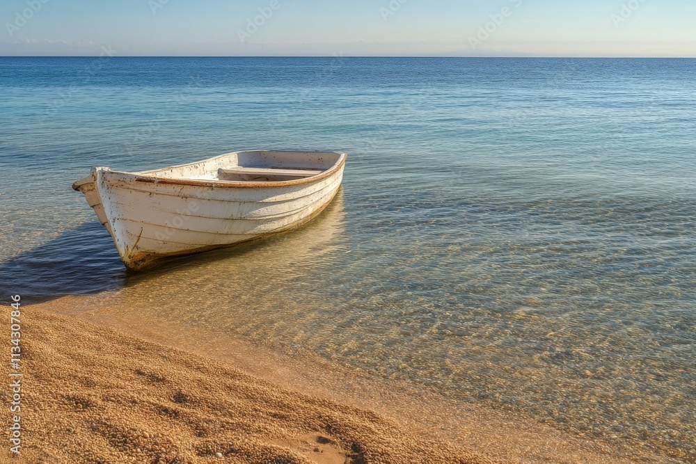 Naklejka premium Santa Maria beach in Sal Cape Verde - Cabo Verde. Beautiful simple AI generated image