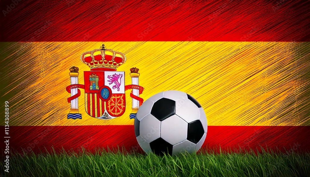 Obraz premium soccer ball with spain flag:Barcelona