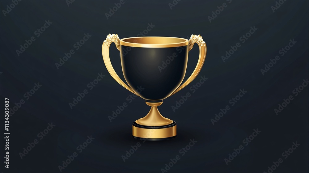 A sleek gold and black trophy on a dark background, symbolizing achievement and success.
