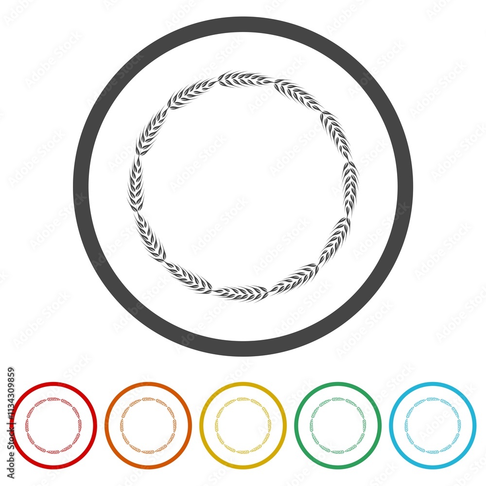 Wheat frame icon. Set icons in color circle buttons Wheat frame icon. Set icons in color circle buttons