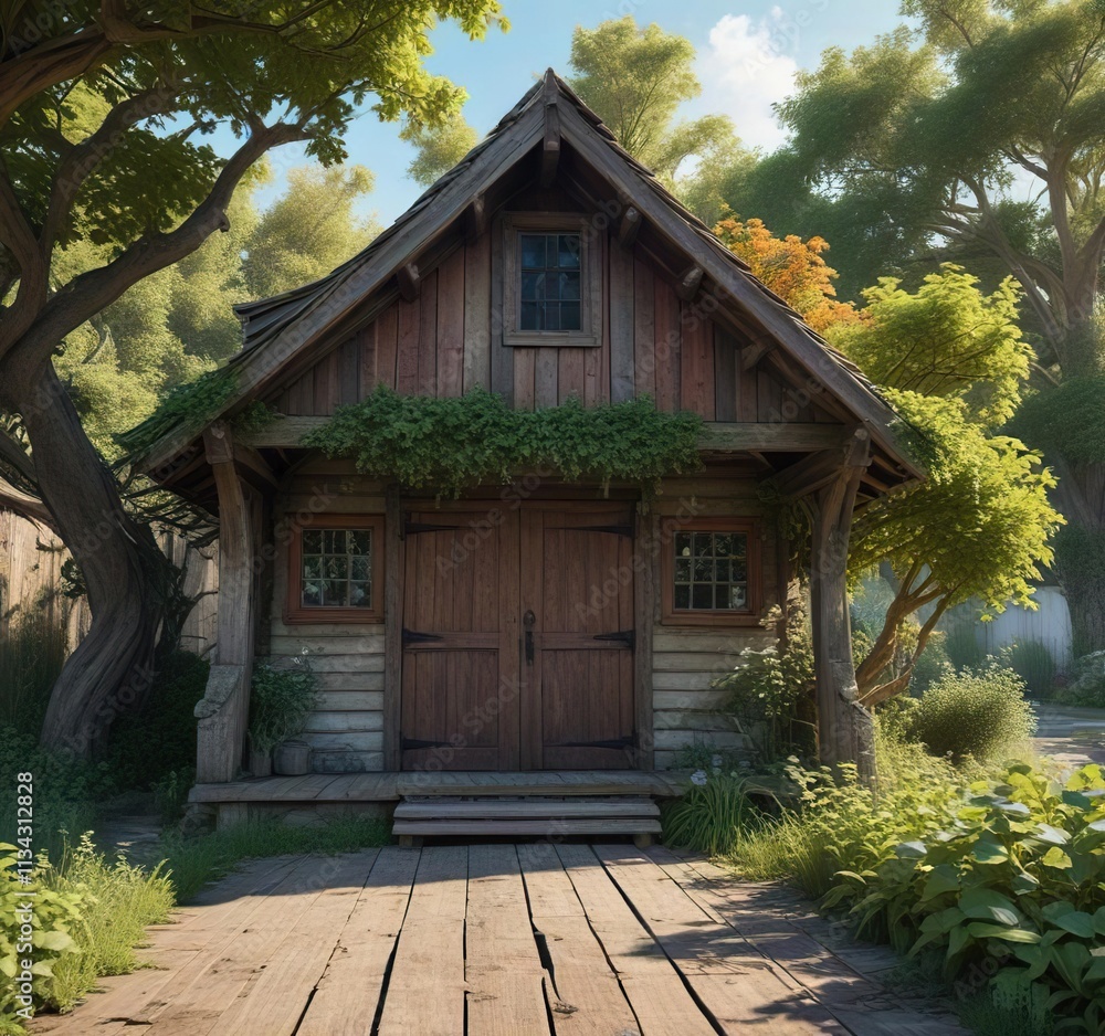 An old wooden boathouse with a weathered roof and vines, outdoor, old boathouse An old wooden boathouse with a weathered roof and vines, outdoor, old boathouse