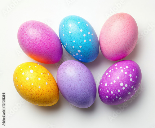 yellow, pink, violet bright easter eggs