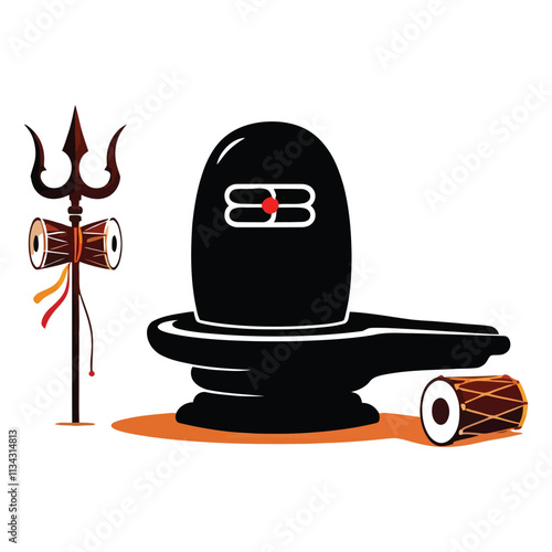 Happy maha shivratri lord shankar trishul damru  Happy Maha Shivratri Design Illustration of Mahadev with Trishul