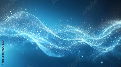 Captivating Blue Wave Background with Sparkling Curves and Abstract Motion