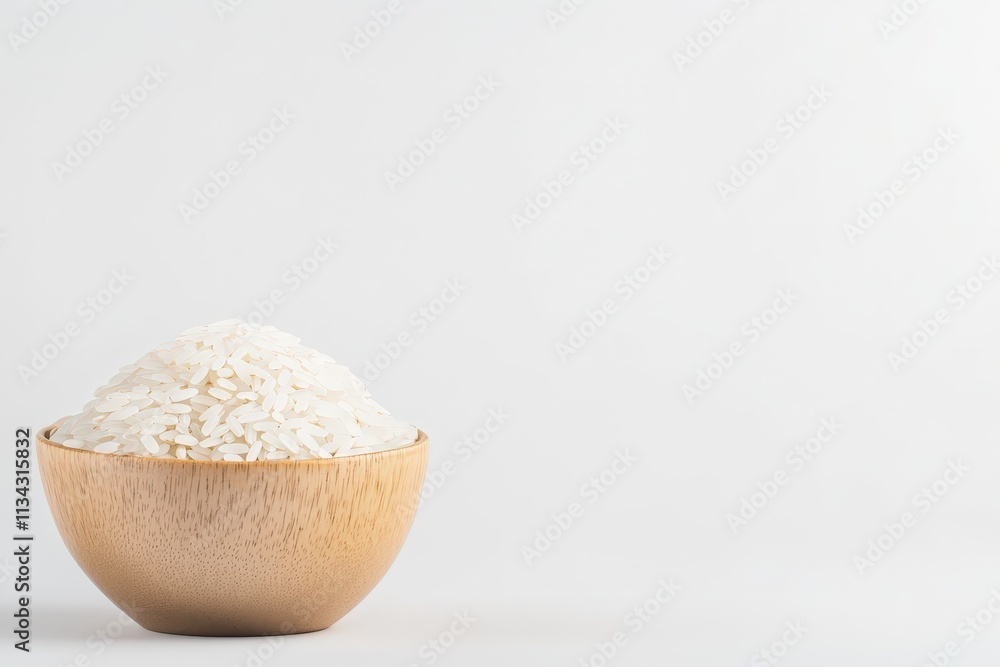 Bowl of freshly cooked rice isolated on a clean white background for culinary use Bowl of freshly cooked rice isolated on a clean white background for culinary use