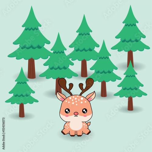 Cute flat cartoon deer mascot. Vector illustration design. Eps 10. photo