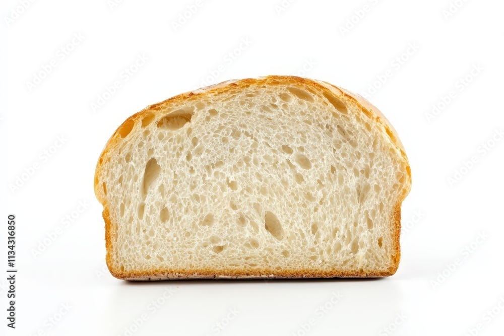 Freshly baked bread slice isolated on a clean white background perfect for culinary uses Freshly baked bread slice isolated on a clean white background perfect for culinary uses