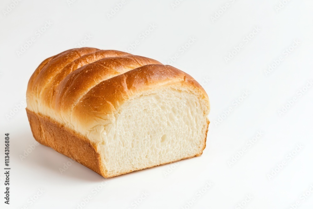 Freshly baked bread slice isolated on a clean white background for culinary use Freshly baked bread slice isolated on a clean white background for culinary use