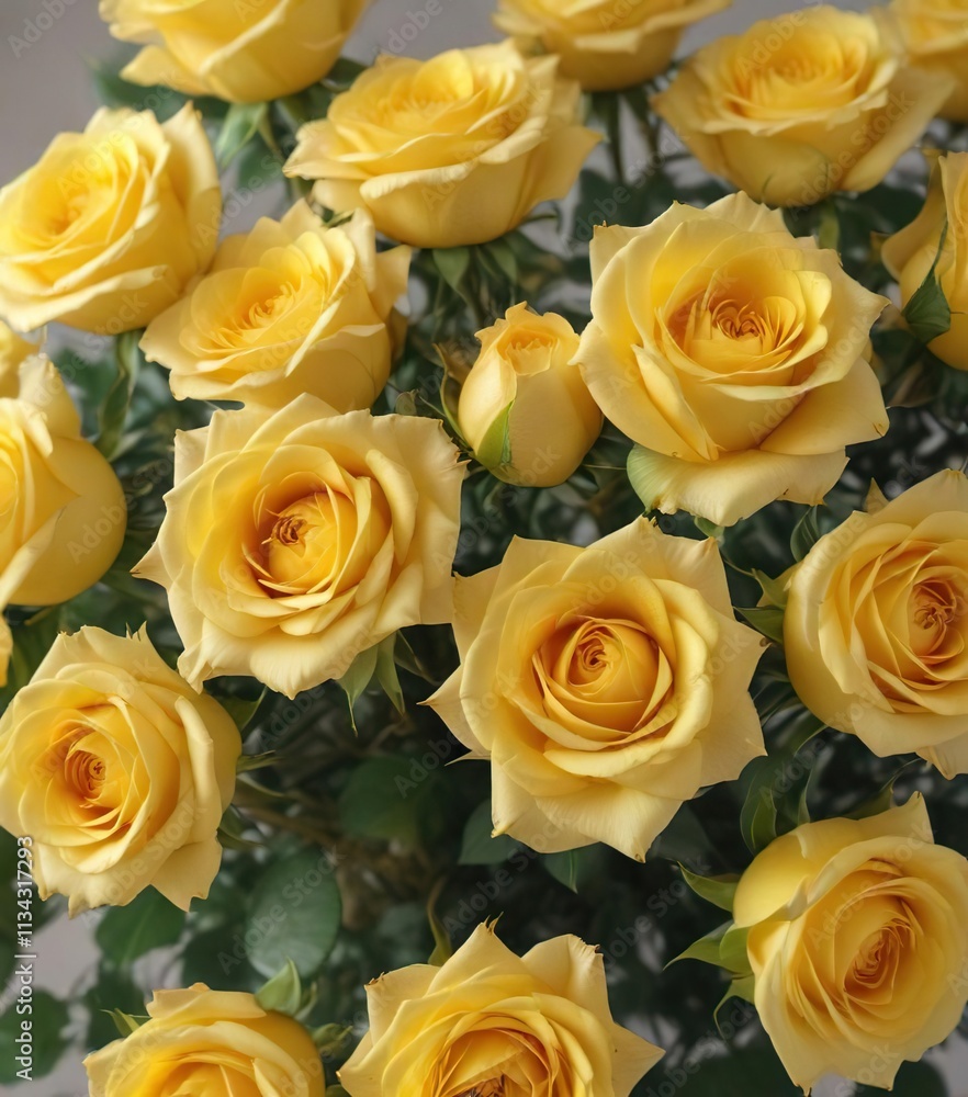 Bouquet of yellow roses with delicate petals and soft hues, blooms, vase filler Bouquet of yellow roses with delicate petals and soft hues, blooms, vase filler