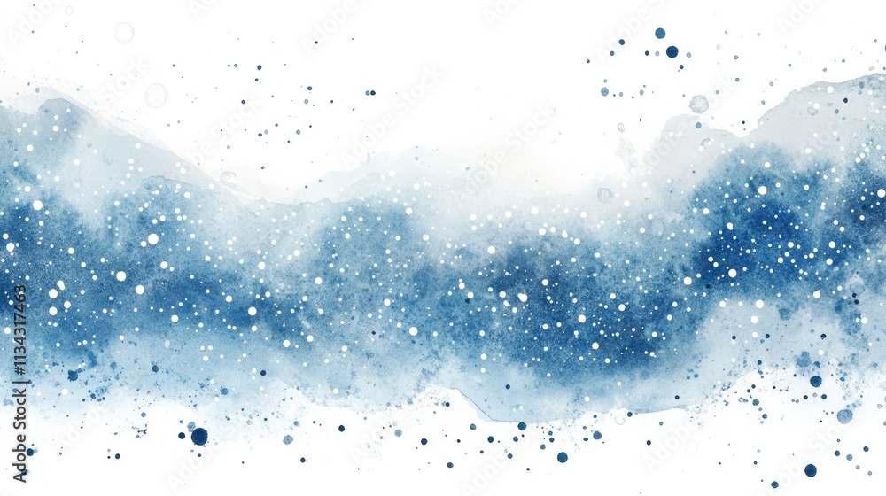Watercolor drawing of winter sky landscape with falling snow, flecks and dots. Hand-drawn water color graphic painting on paper. Watercolor drawing of winter sky landscape with falling snow, flecks and dots. Hand-drawn water color graphic painting on paper.