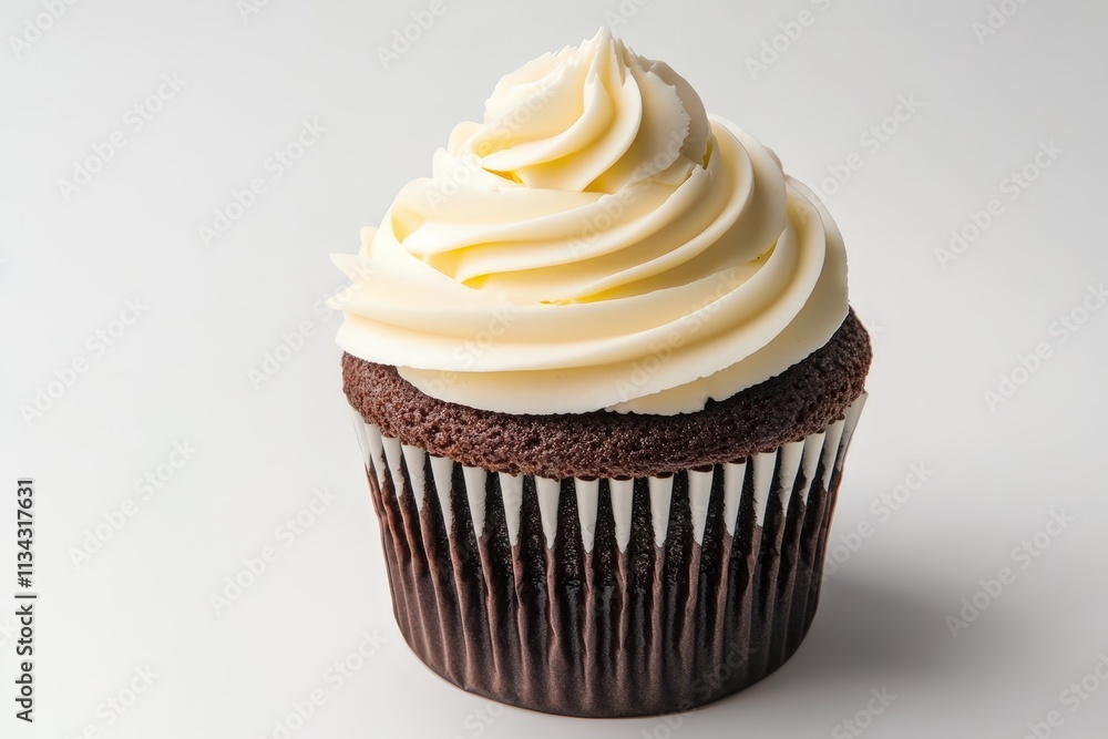 Delicious clean cupcake with creamy frosting on a white background for desserts Delicious clean cupcake with creamy frosting on a white background for desserts