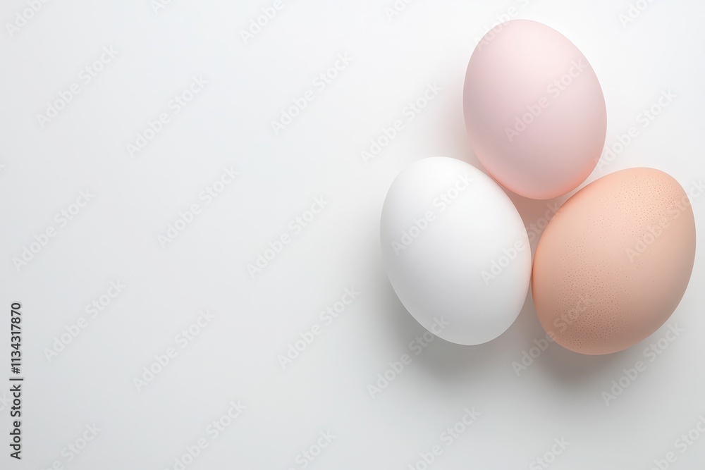 Beautiful clean eggs isolated on a white background for culinary and decorative use Beautiful clean eggs isolated on a white background for culinary and decorative use