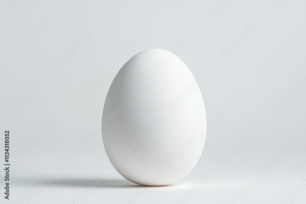 Isolated clean white egg set against a minimalistic white backdrop highlighting its shape Isolated clean white egg set against a minimalistic white backdrop highlighting its shape