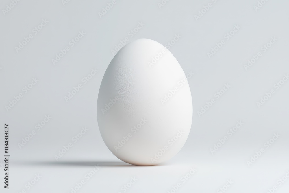 Clean white egg isolated on a light background for culinary or decorative purposes Clean white egg isolated on a light background for culinary or decorative purposes