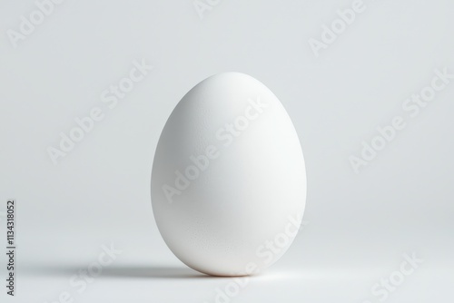 Isolated clean white egg set against a minimalistic white backdrop highlighting its shape