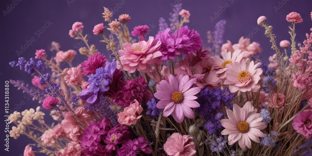 Bunch of dried flowers in shades of pink and purple, Flower Crowns, Purple Flowers Bunch of dried flowers in shades of pink and purple, Flower Crowns, Purple Flowers