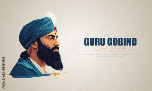 Happy Guru Nanak Jayanti social media post Banner and Greeting Card. Celebrating Birthday of Guru Nanak Dev Ji Poster Design Vector Illustration