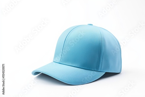 Solid color clean blue hat mock up isolated on a white background for design purposes photo