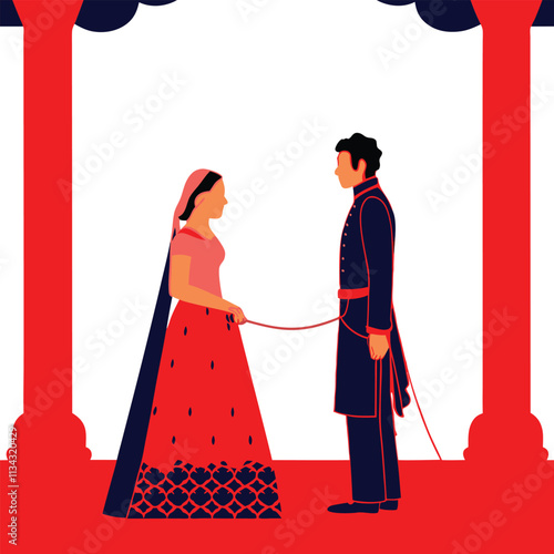 Indian wedding clip art of bride and groom getting married 