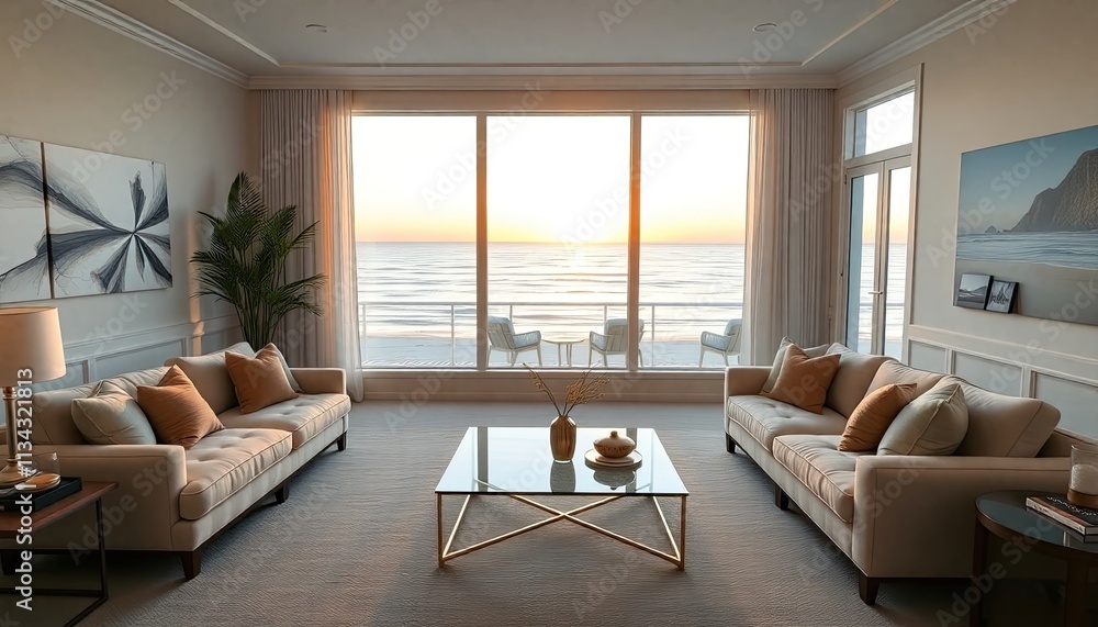 Fototapeta premium Sunrise Oceanfront Living Room