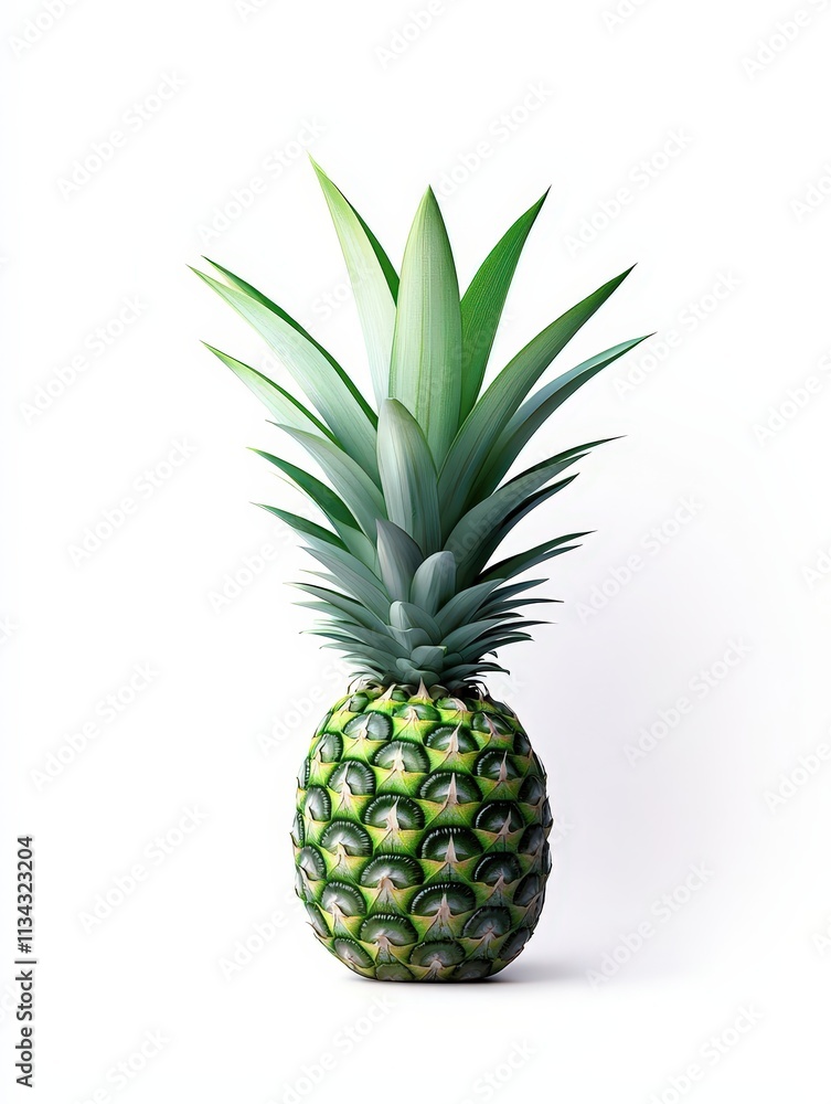 Fresh pineapple isolated against a white background for culinary use and decoration purposes Fresh pineapple isolated against a white background for culinary use and decoration purposes