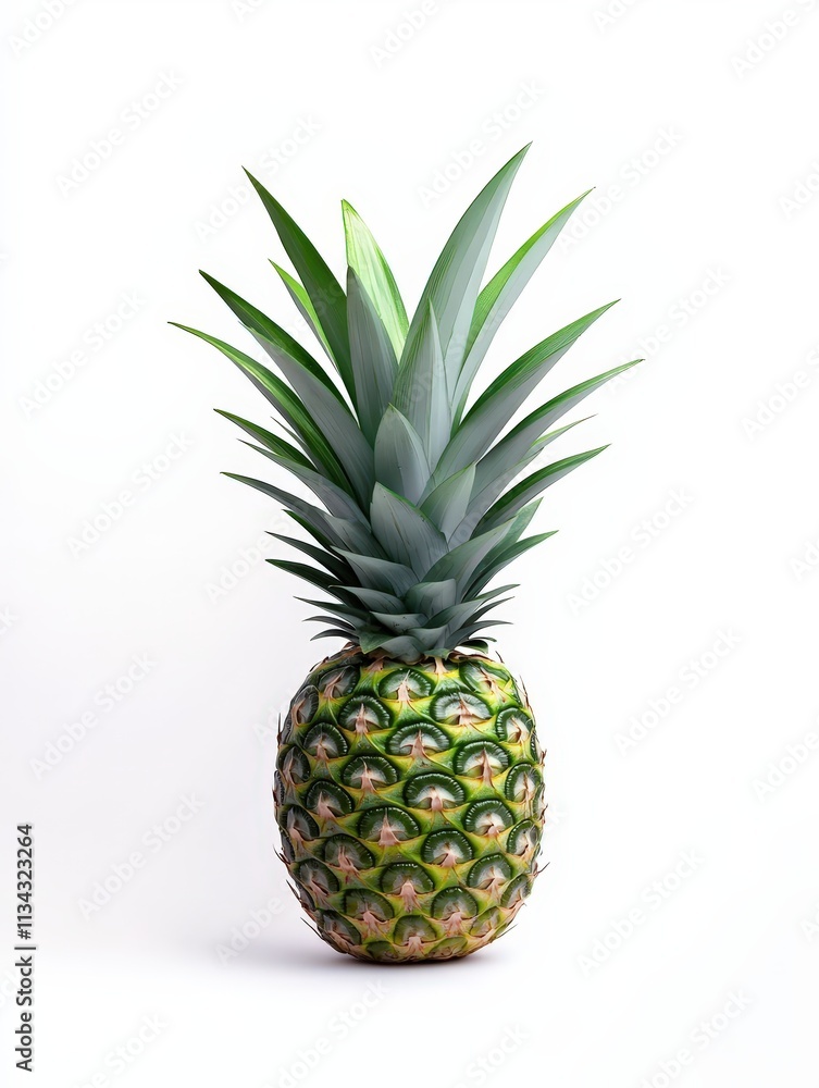 Fresh pineapple isolated on a clean background showcasing its vibrant colors and texture Fresh pineapple isolated on a clean background showcasing its vibrant colors and texture
