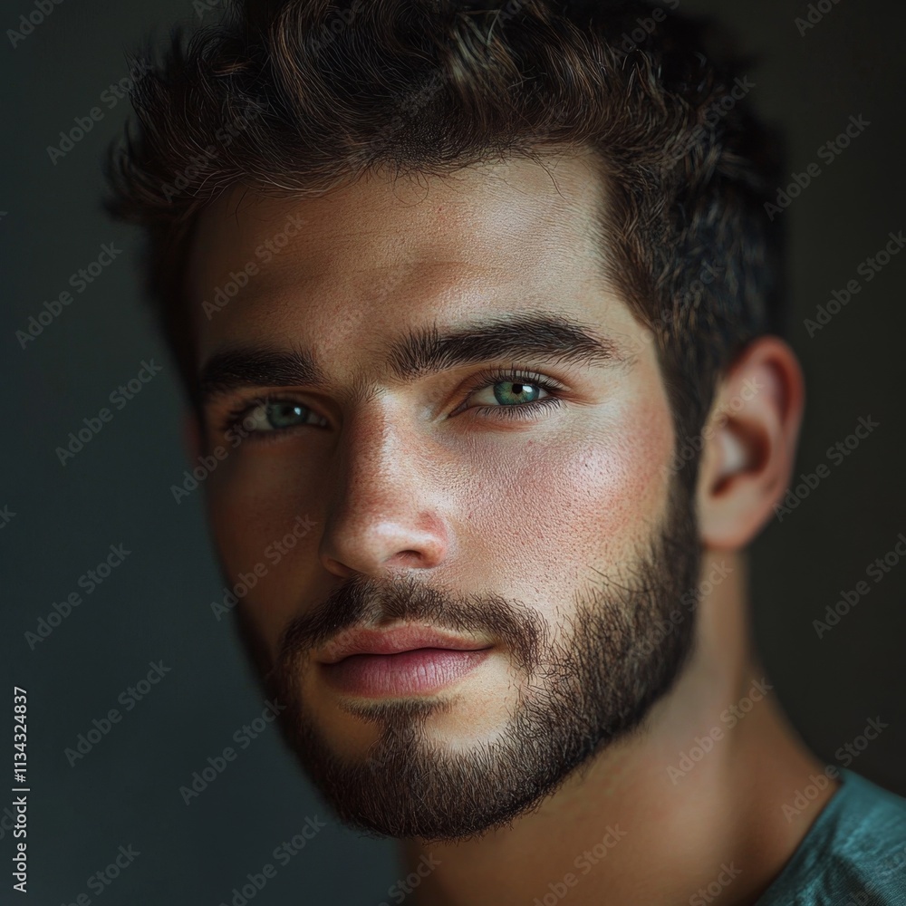 Obraz premium Handsome Man with Green Eyes and Beard