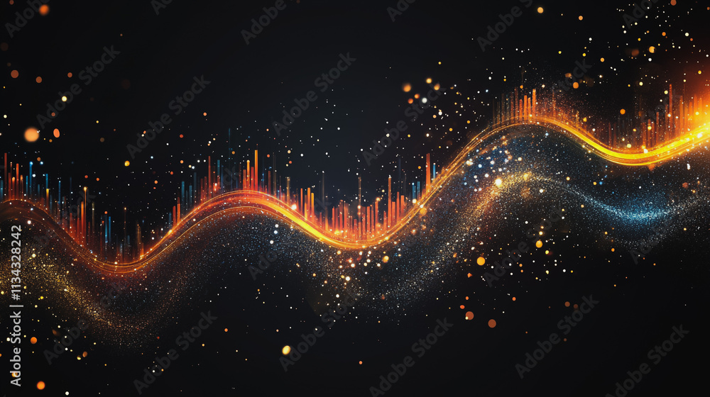 Abstract black background with Colorful charts and graphs with statistics to innovative analyze business potential and forecast future development of companies growth. Abstract black background with Colorful charts and graphs with statistics to innovative analyze business potential and forecast future development of companies growth.
