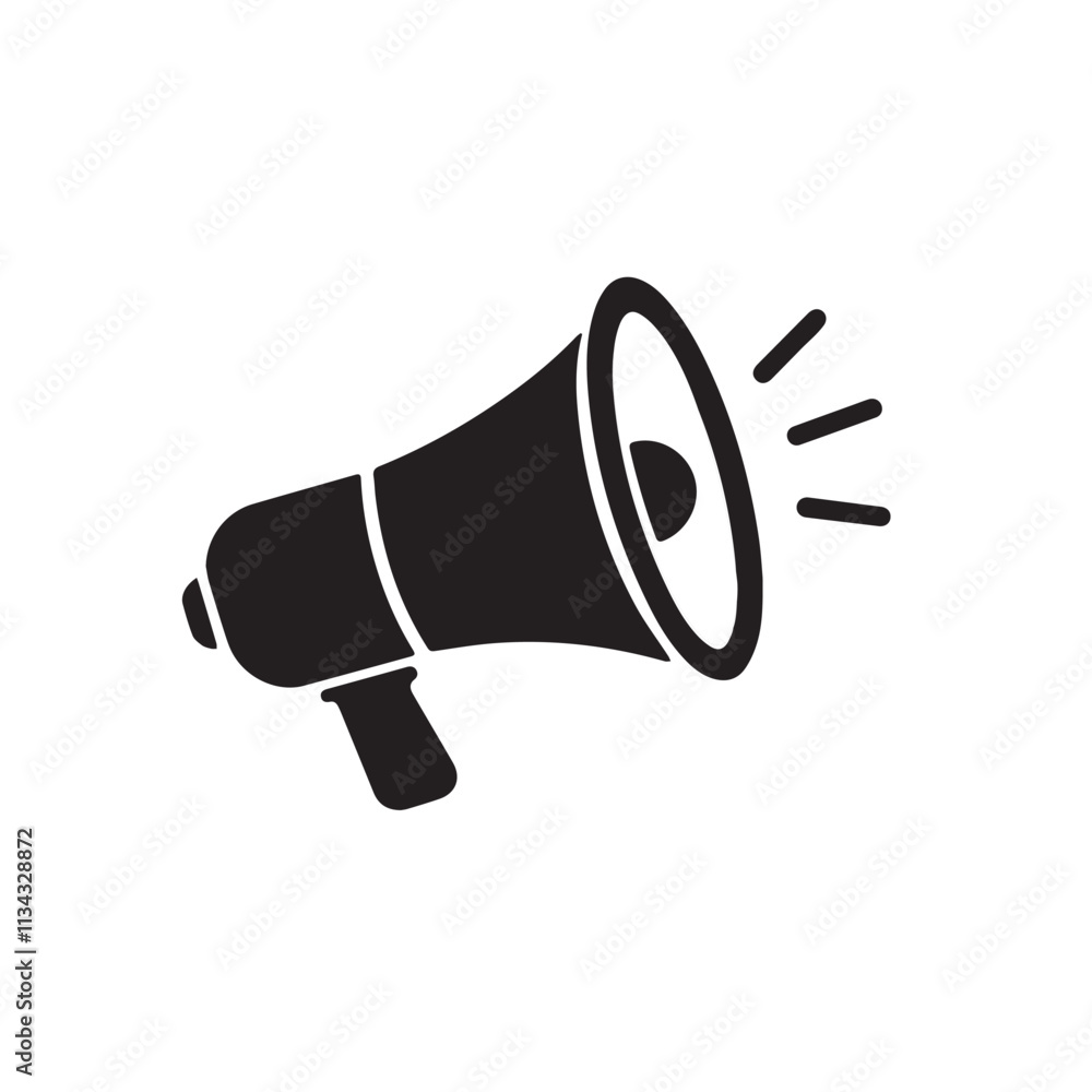 A simple black megaphone icon silhouette in a white background A simple black megaphone icon silhouette in a white background