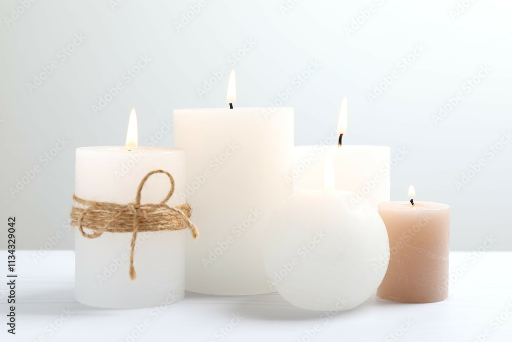Beautiful composition with candles on the table Beautiful composition with candles on the table