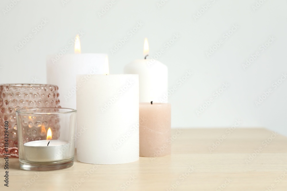 Beautiful composition with candles on the table Beautiful composition with candles on the table