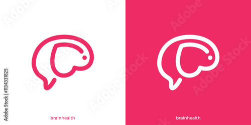 Simple Brain Love Logo. Brain, Mind Health Logo Design Template.