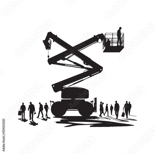 a cherry picker machine silhouette vector illustration