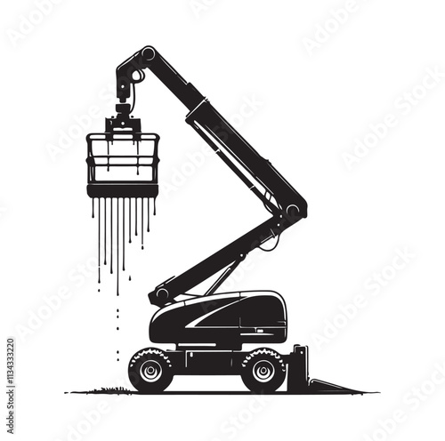 a cherry picker machine silhouette vector illustration