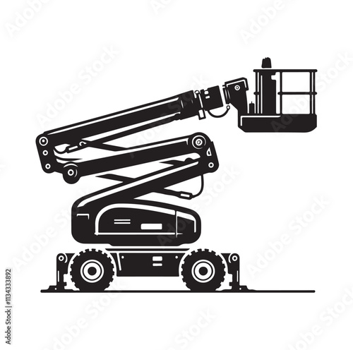a cherry picker machine silhouette vector illustration