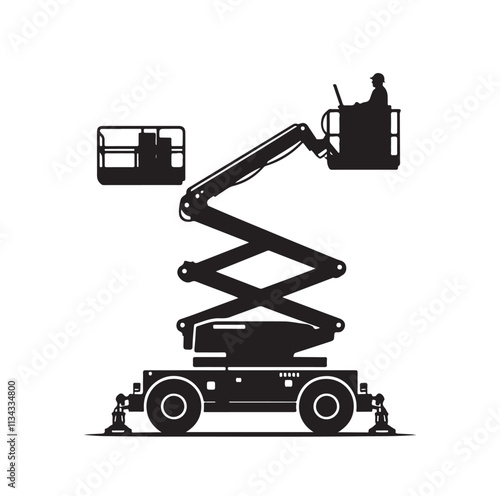 a cherry picker machine silhouette vector illustration