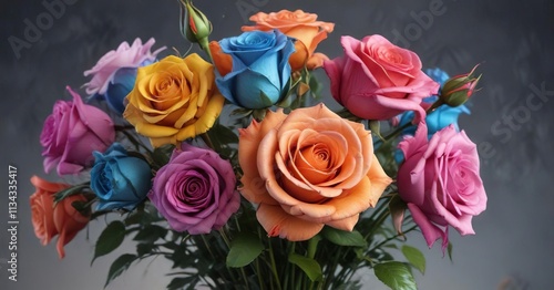 Wallpaper Mural Whimsical and colorful painting like roses in a unique bouquet , whimsical, patterned, hues Torontodigital.ca