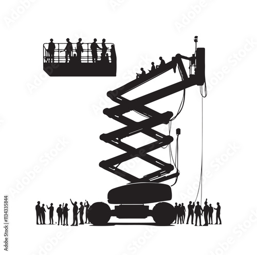 a cherry picker machine silhouette vector illustration