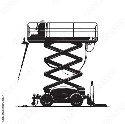 a cherry picker machine silhouette vector illustration