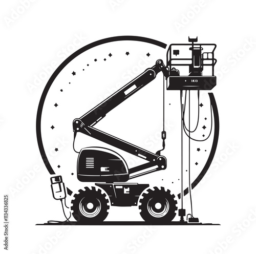a cherry picker machine silhouette vector illustration