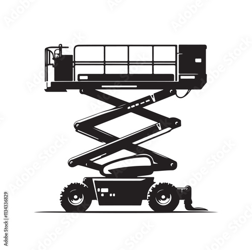 a cherry picker machine silhouette vector illustration