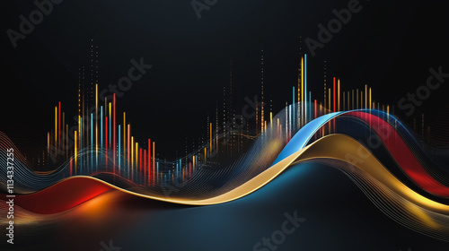 Wallpaper Mural Abstract black background with Colorful charts and graphs with statistics to innovative analyze business potential and forecast future development of companies growth. Torontodigital.ca