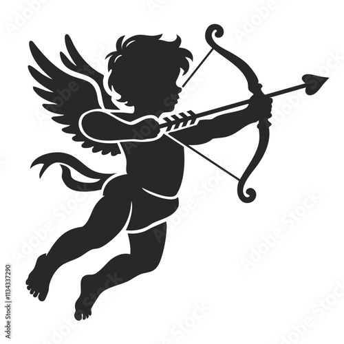 Cupid boy silhouette vector illustration