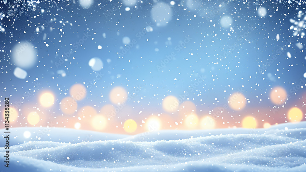 christmas background with snow and lights christmas background with snow and lights